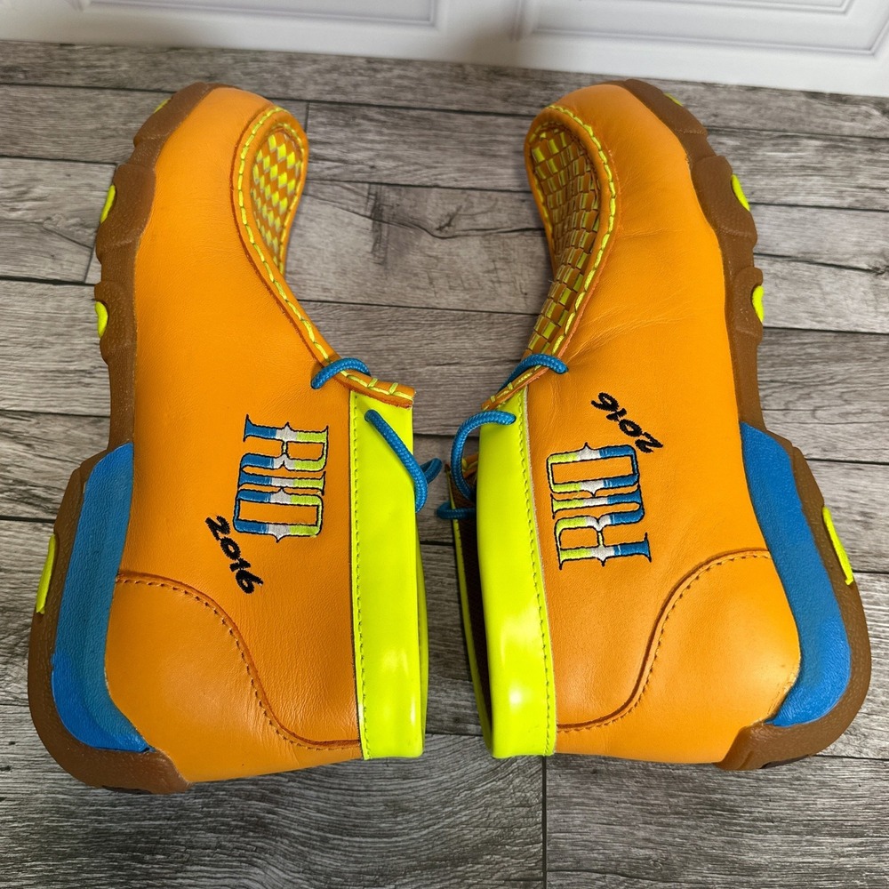 Twisted X Rio 2016 Driving Mocs Orange Neon Leather Shoes YDM0025 Mens 6M - Picture 7 of 12